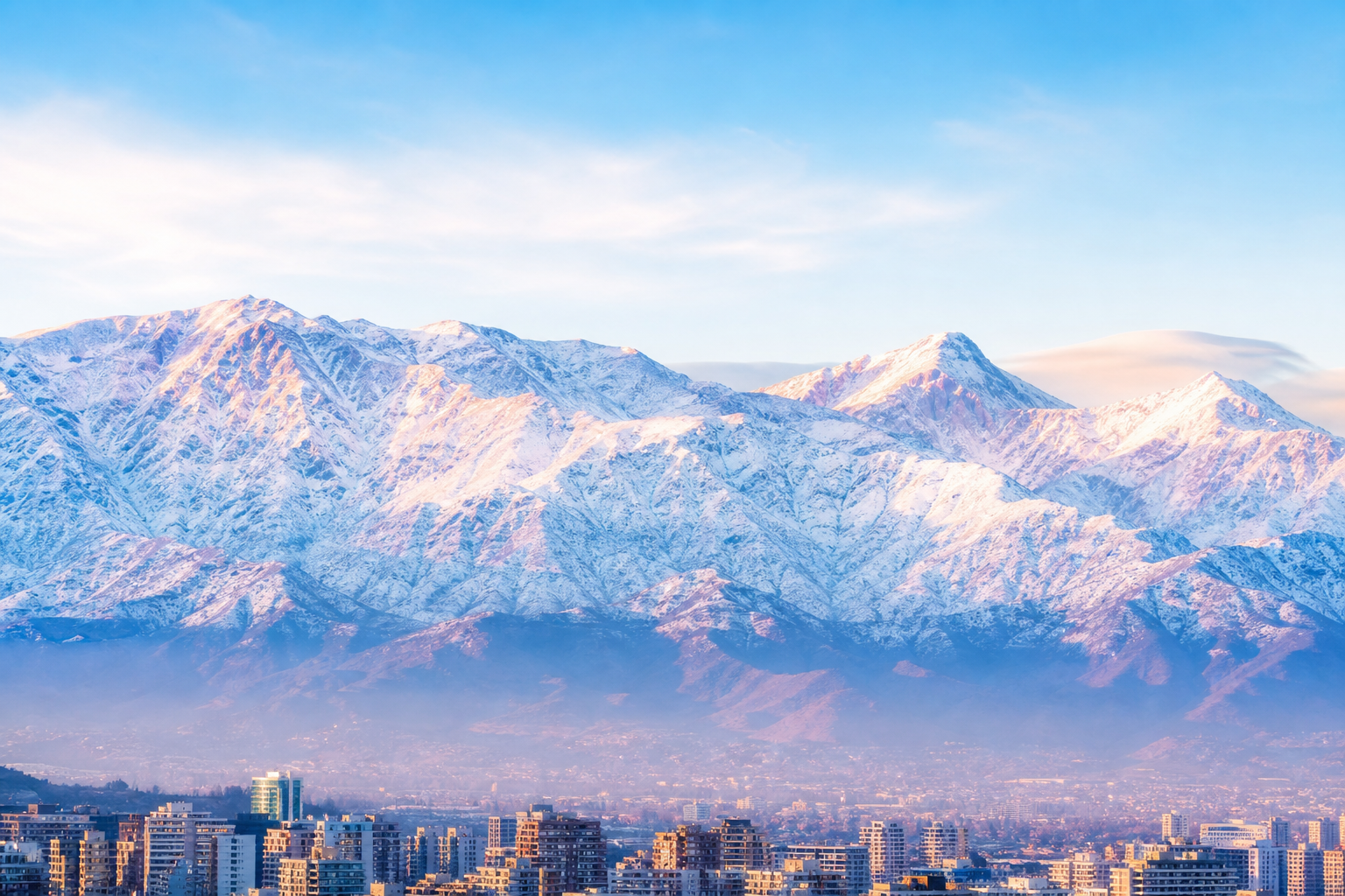 Cordillera de los Andes sobre Santiago en la mañana